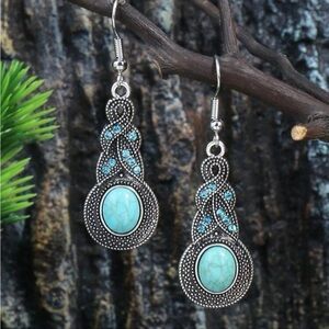 SILVER TURQUOISE BOHEMIAN EARRINGS